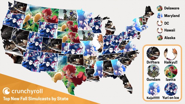 Crunchyroll Releases Map of Most Popular Fall Simulcasts for U.S., Canada -  Interest - Anime News Network